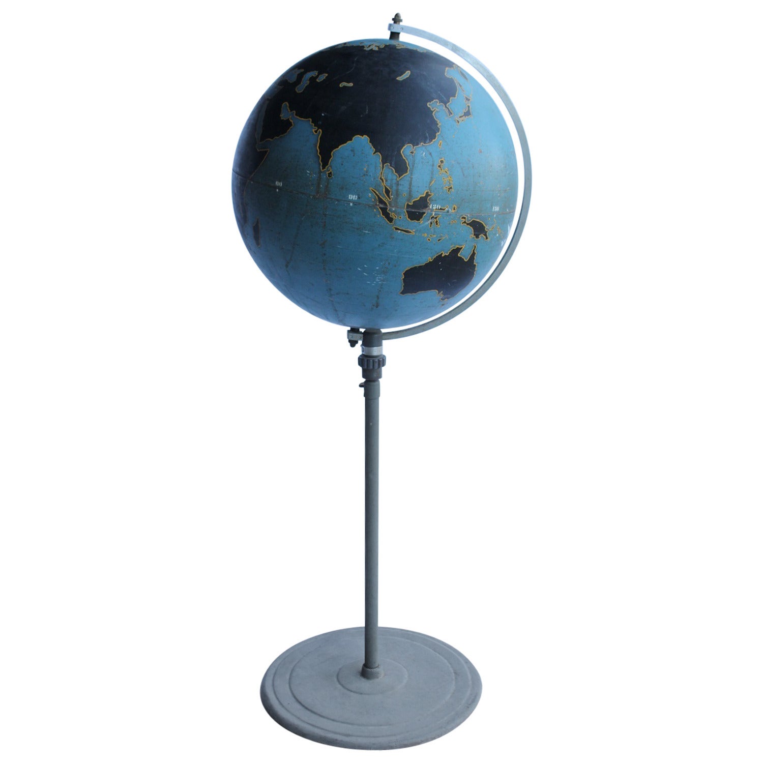 Large 1940s American Original Aviation Floor World Globe by Denoyer Geppert Co