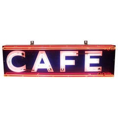 Vintage 1950s Porcelain Neon "Cafe" Sign