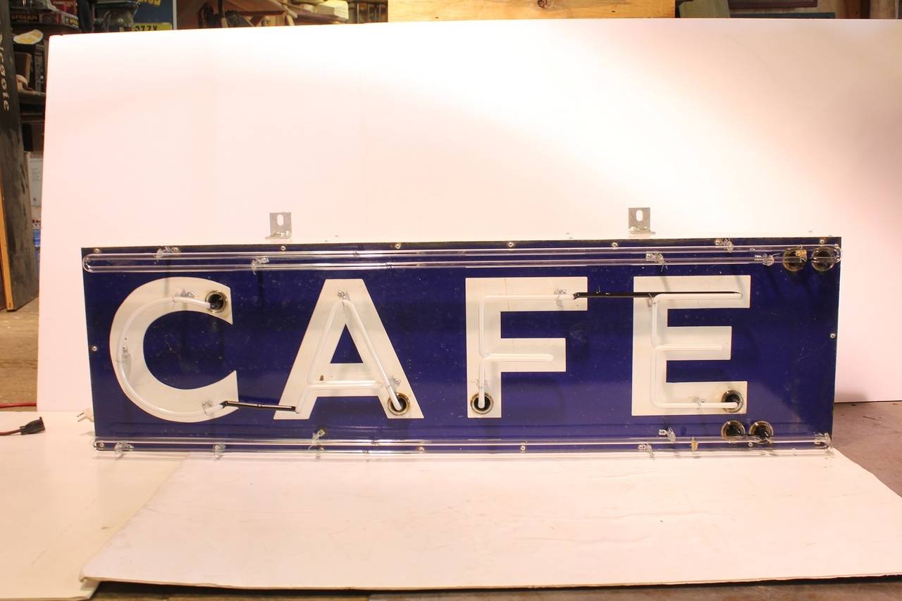 1950's Porcelain Neon CAFE Sign. New neon and new wiring.