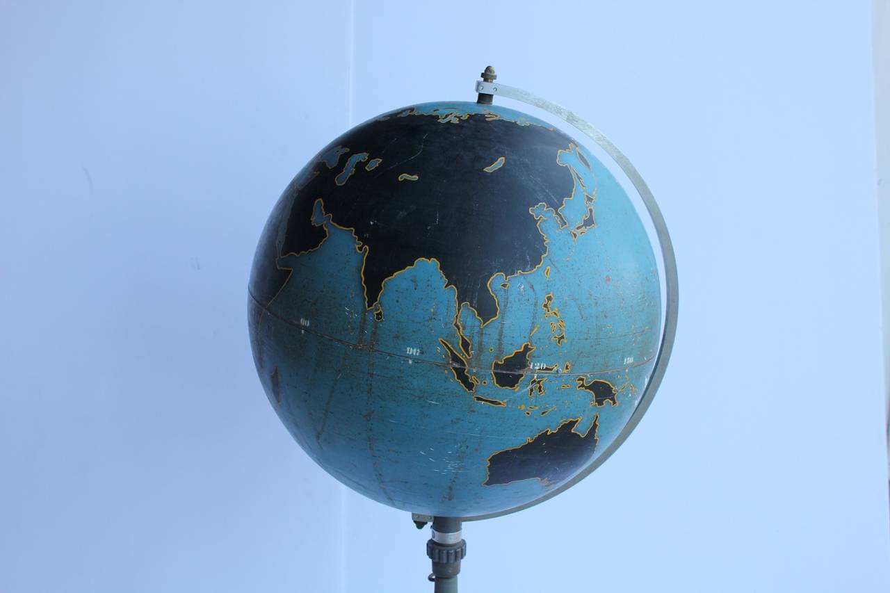 Schoolhouse Large 1940s American Original Aviation Floor World Globe by Denoyer Geppert Co