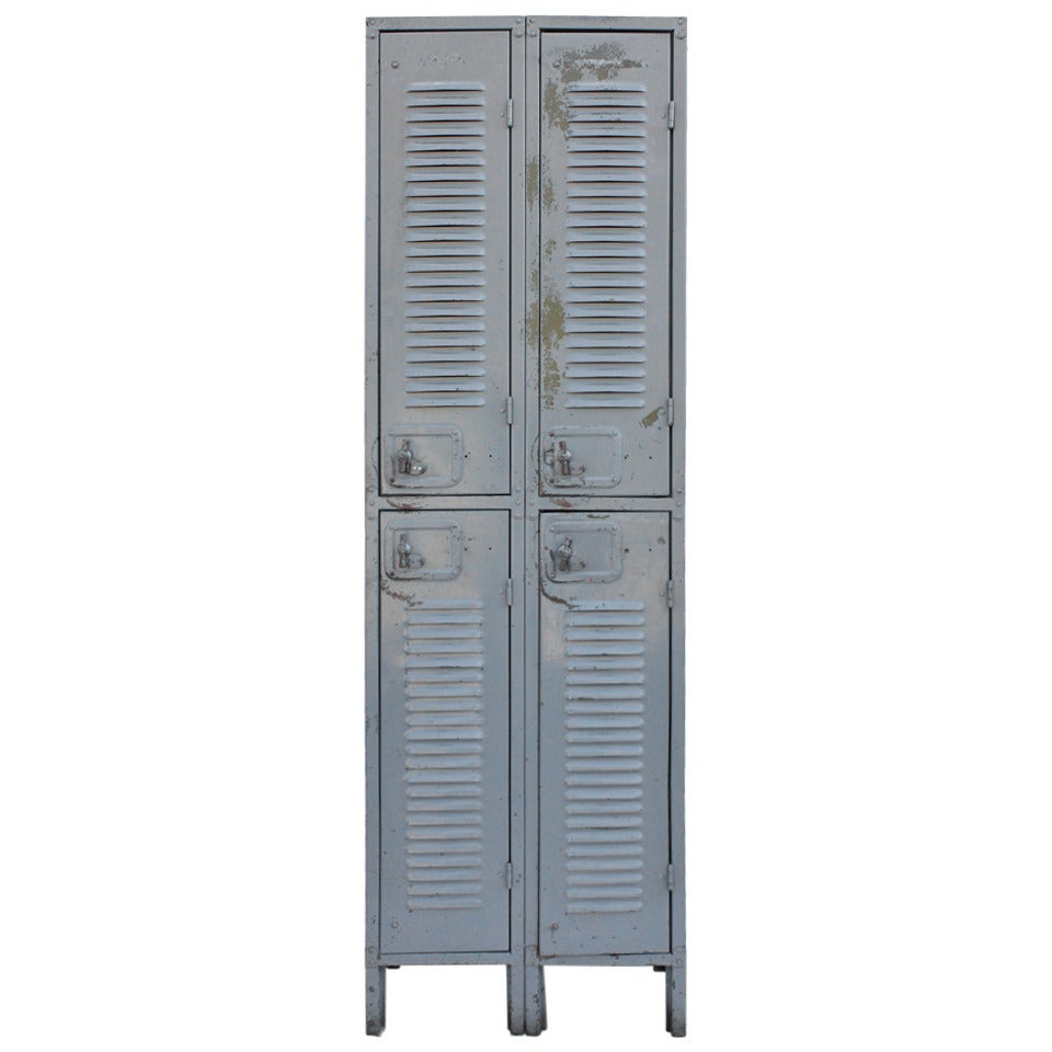 Antique Industrial Metal Lockers, Two available For Sale