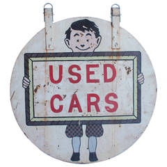 1950s Hand-Painted Double Sided "Used Cars" Sign