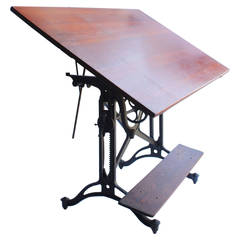 Antique "American Eagle" Drafting Table by Keuffel & Esser Co.