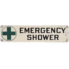 1950's Industrial Metal " Emergency Shower " Sign