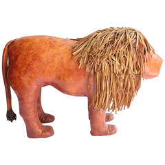 1970s Leather Lion Footstool by Dimitri Omersa for Abercrombie & Fitch