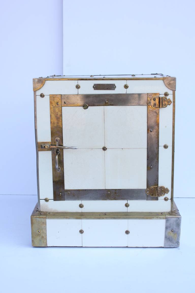 American 1900s Large Porcelain and Nickel Cigar Case by Wilke For Sale
