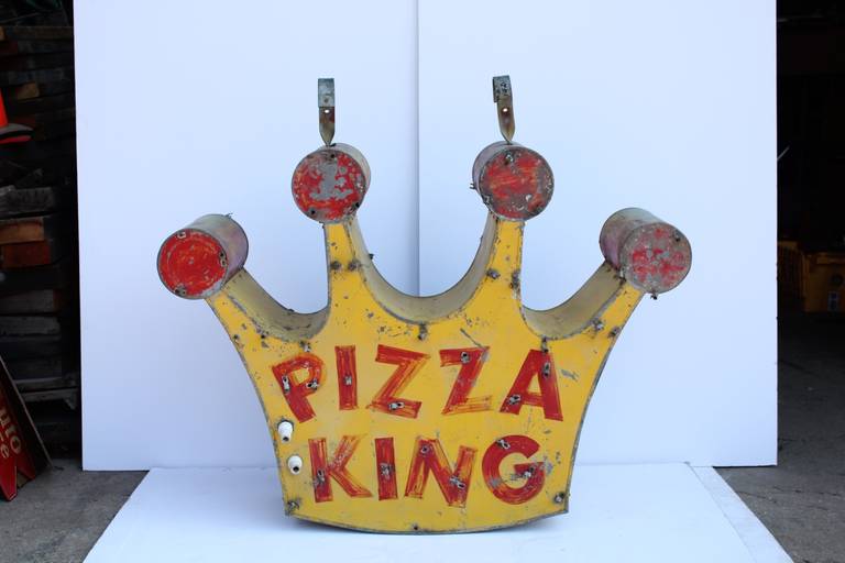 Vintage metal double sided crown sign 