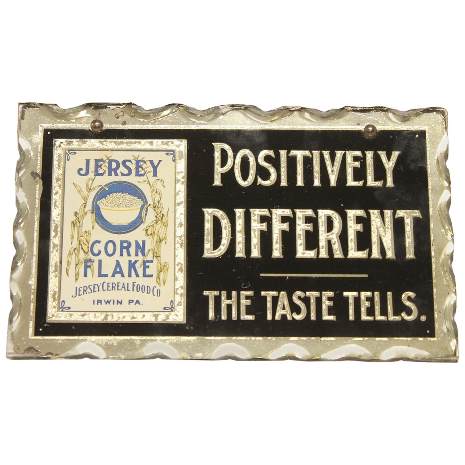 1930's Reverse Glass Painted Sign " Positively Different " For Sale