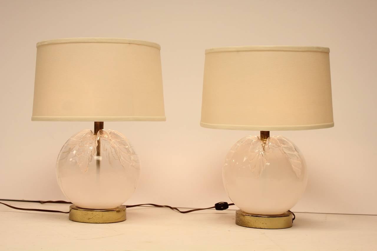 Stylish Italian Murano Glass Table Lamps By Mazzega Murano