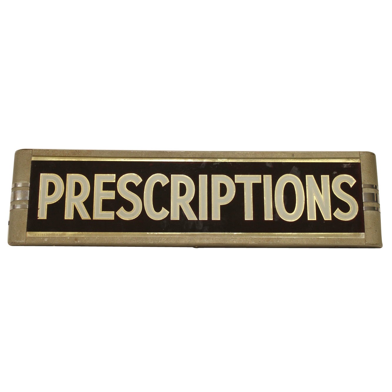 1930's Light Up Reverse Glass Painted Sign " Prescriptions " For Sale