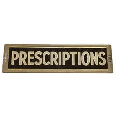 Used 1930's Light Up Reverse Glass Painted Sign " Prescriptions "