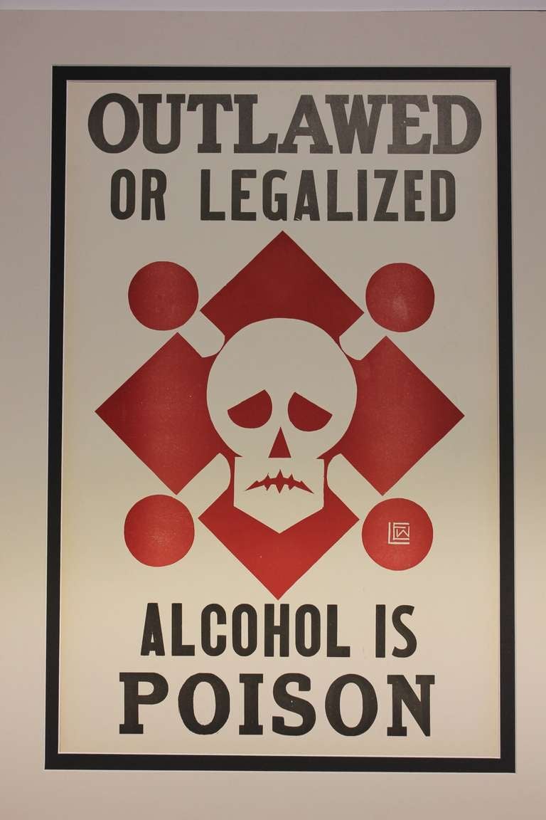 1930's Prohibition Poster " Alcohol Is Poison "by LEW at 1stdibs