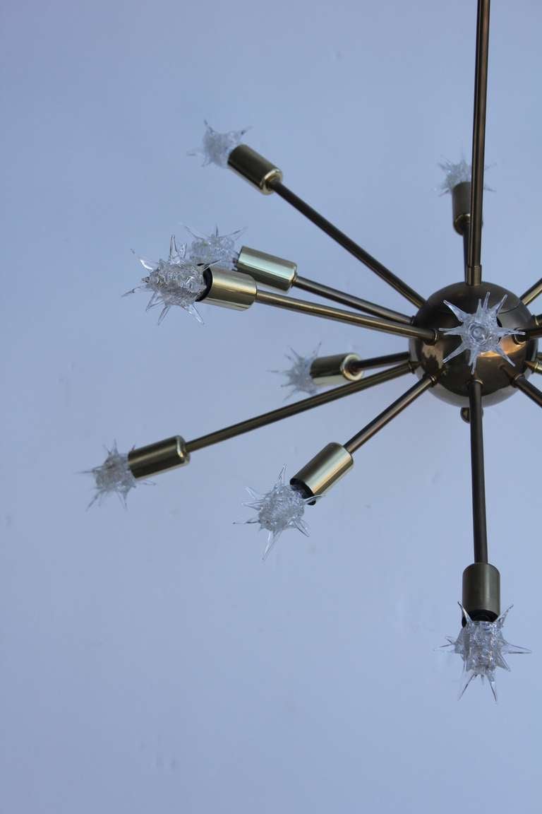 American 16 Light Brass Sputnik Chandelier For Sale