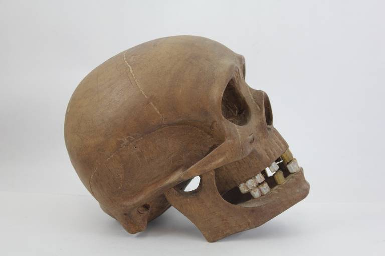 carved wooden skulls for sale