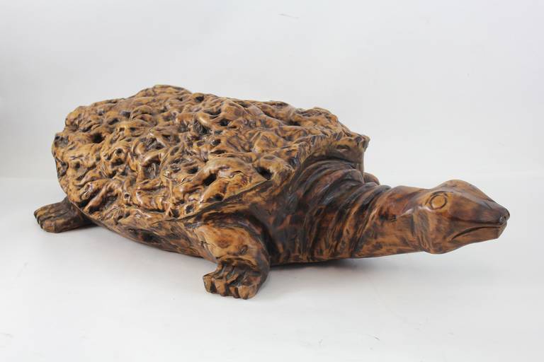 wooden turtle sculpture