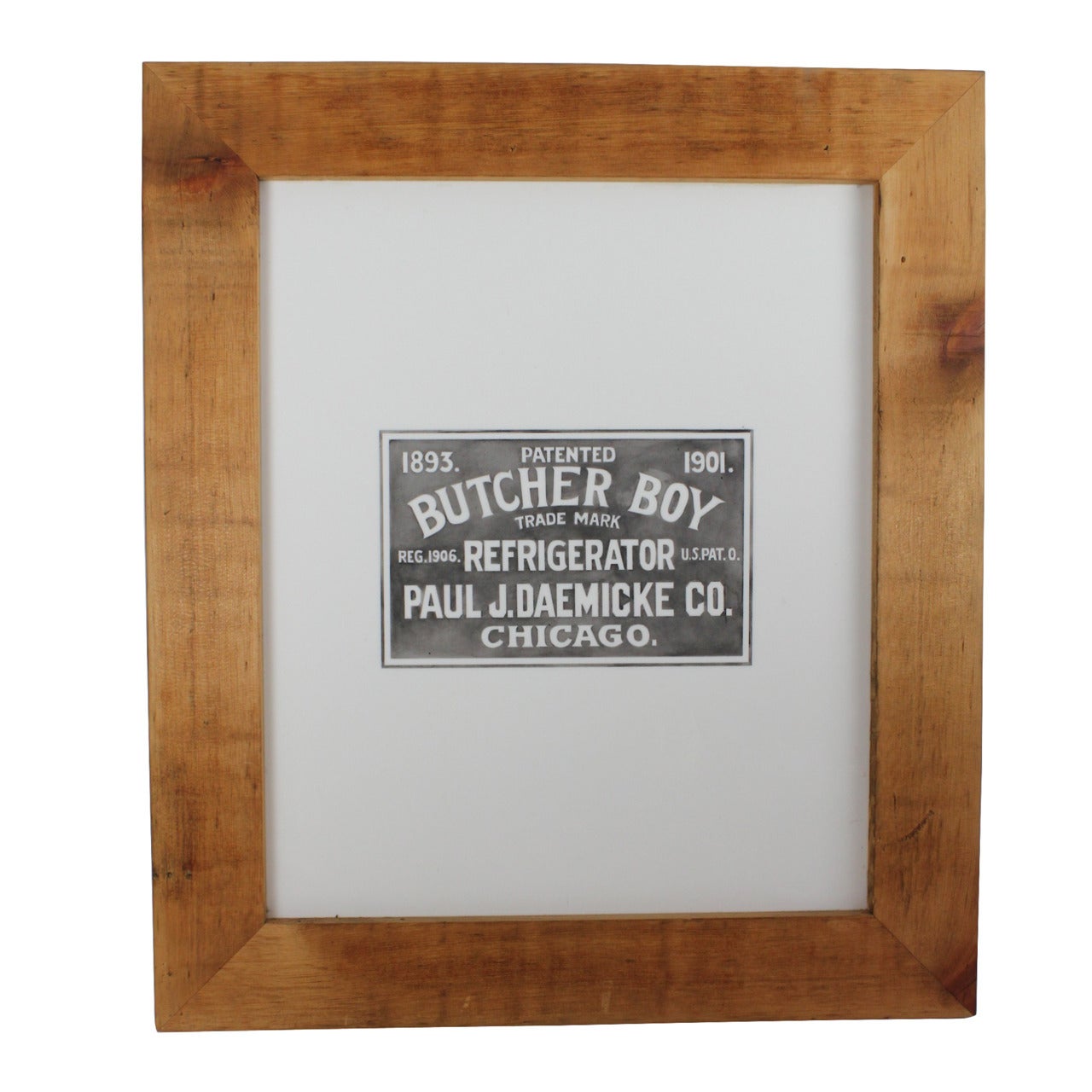 1900s Milk Glass Butcher Boy Sign