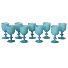 French Blue Opaline Glassware by Portieux Vallerysthal