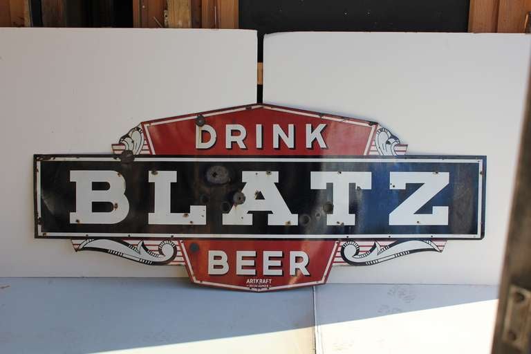 6ft long porcelain Blatz Beer sign.