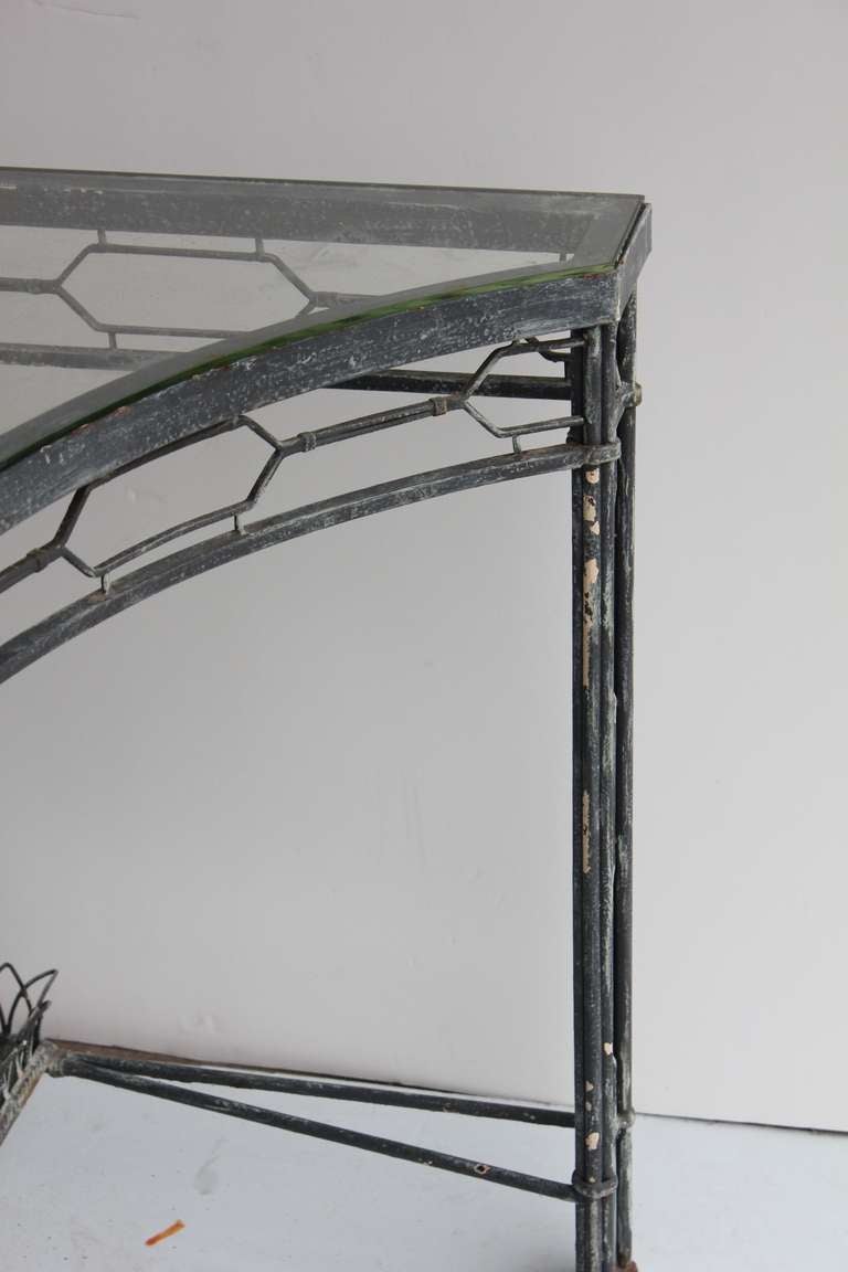 Modern Demilune/Console Metal Table, 2 available In Good Condition For Sale In Chicago, IL