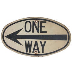 Rare 1920's Street Sign " One Way "