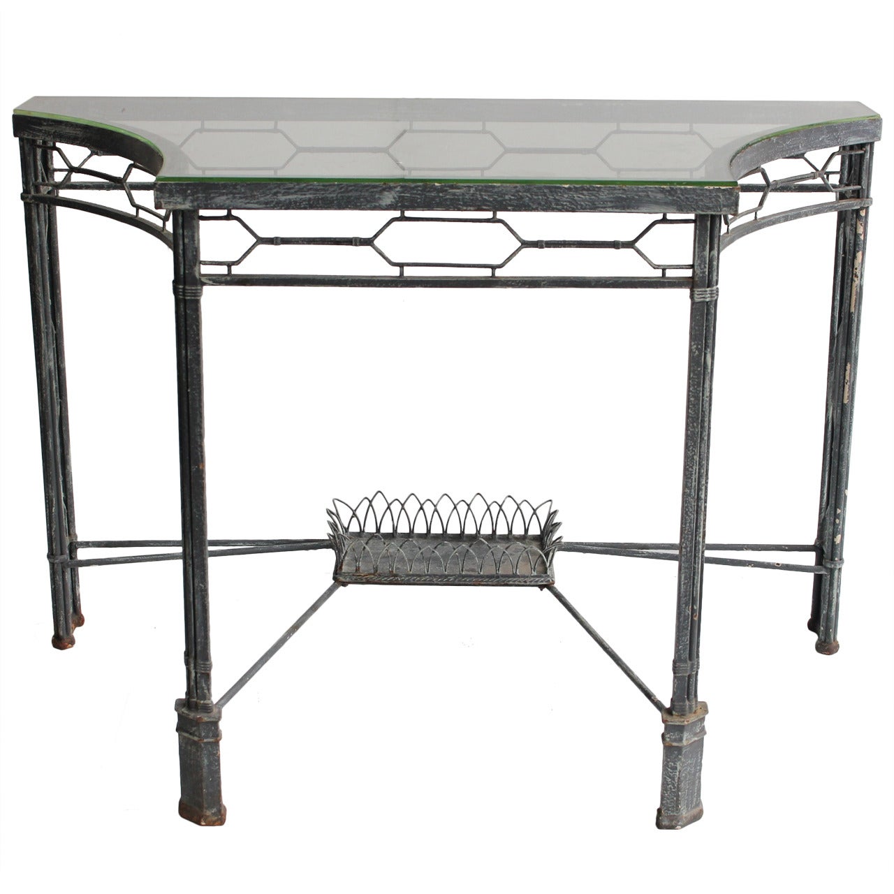 Modern Demilune/Console Metal Table, 2 available For Sale