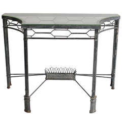 Modern Demilune/Console Metal Table, 2 available