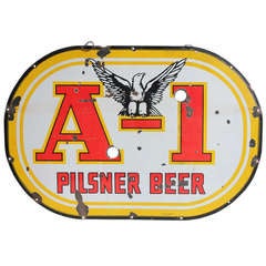 Vintage 1940's Porcelain Pilsner Beer Sign