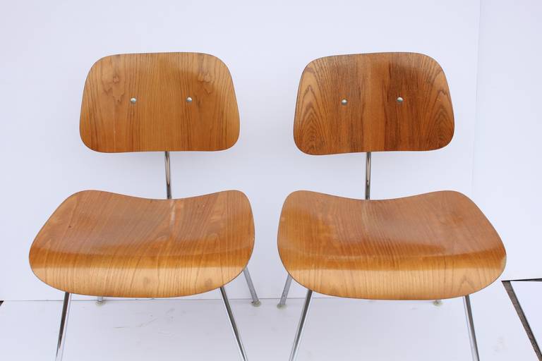 Set of Six Early Charles Eames DCM Chairs for Herman Miller