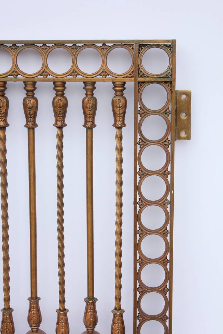 Antique Solid Bronze Three-Panel Gate In Good Condition In Chicago, IL