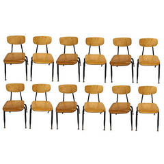 Set of 12 Mid-Century School Chairs