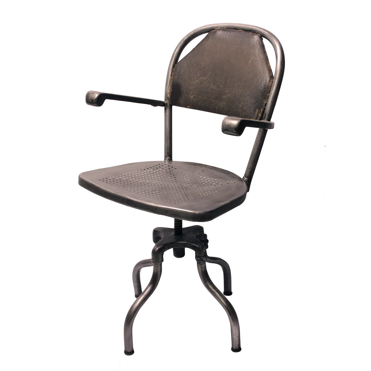 1930's Industrial Metal Desk Chair For Sale