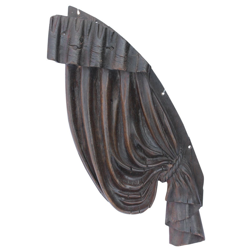Antique Folk Art, Hand-Carved Wood Curtain For Sale