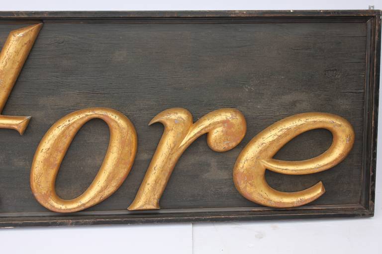Large Antique Gilded Cast Iron Sign, 