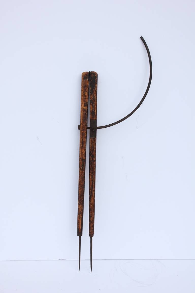 American Antique Wood and Iron Drafting Compass