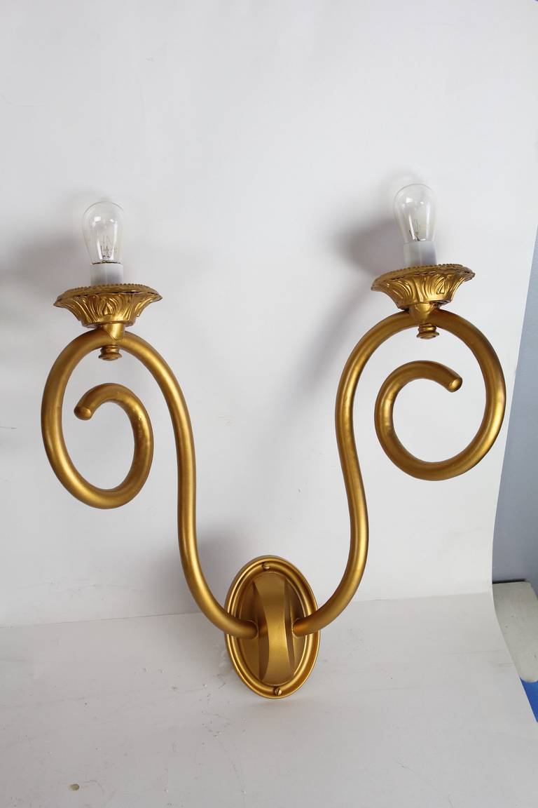 Antique American Theater Gilded Tin Wall Sconces For Sale at 1stdibs