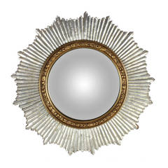 Italian Convex Giltwood Sunburst Mirror