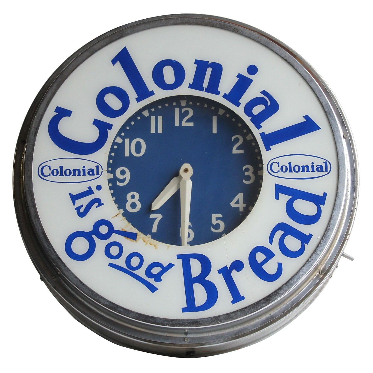 Large 1950's Neon Advertising Clock For Colonial Bread