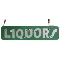 Vintage 1950's Double Sided Metal " Liquors " Sign