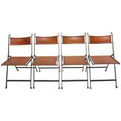 Hand Stitched Leather 
Iron Folding Chairs