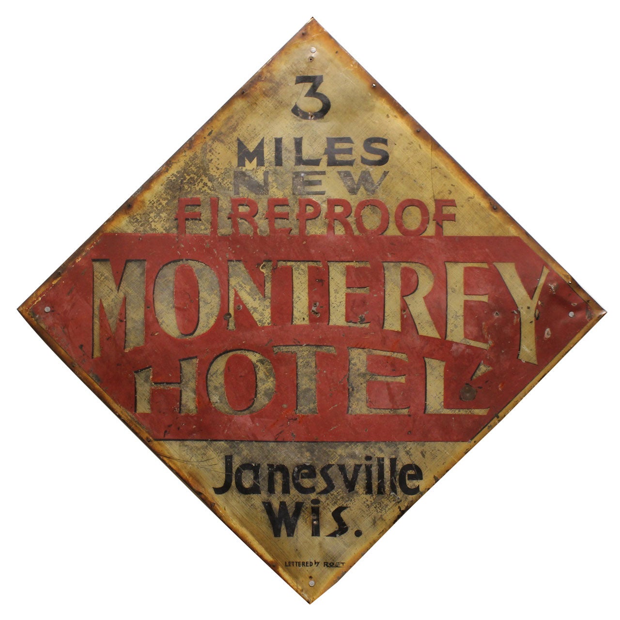 1930's Metal Advertising Sign " Monterey Hotel " at 1stDibs