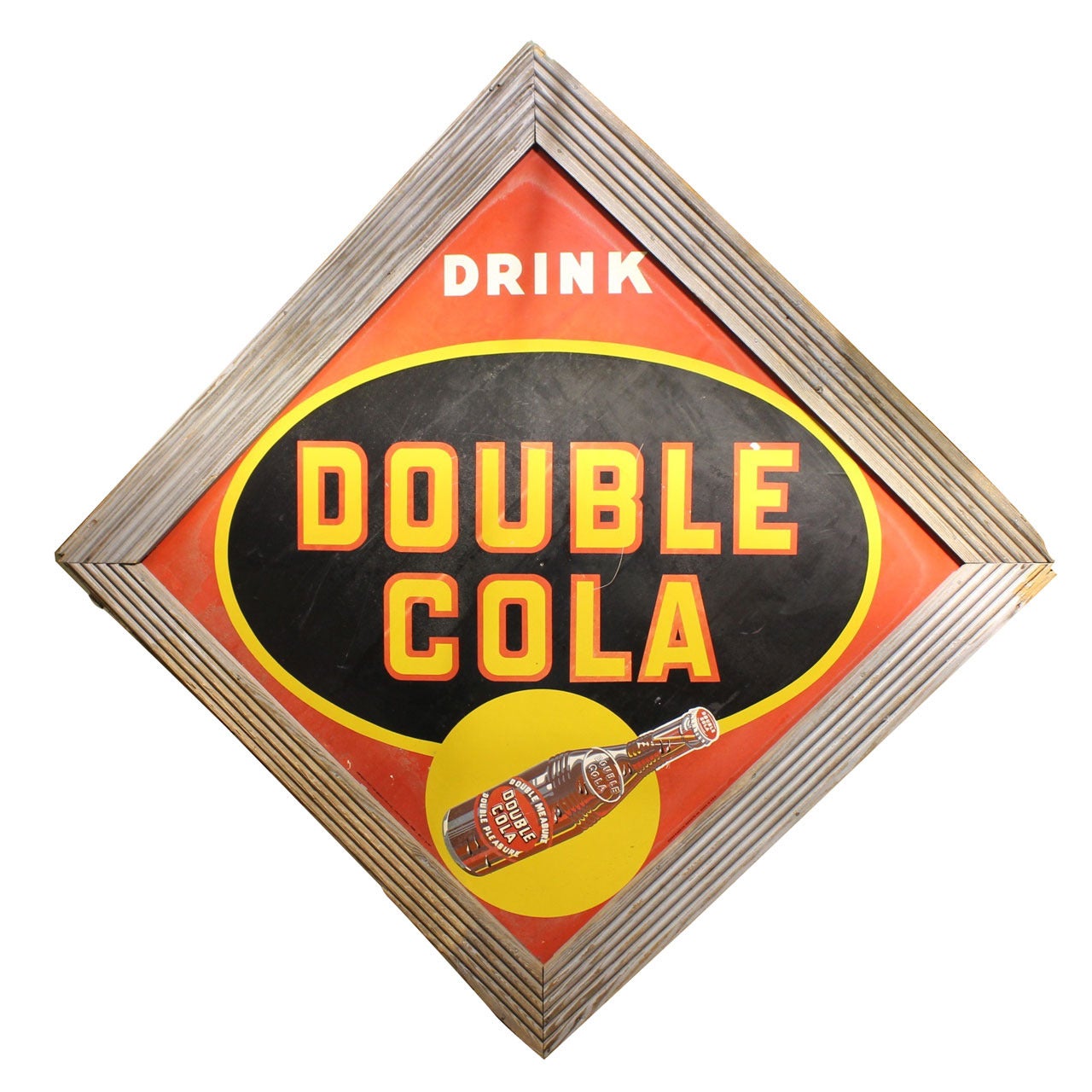 Over 6ft Tall 1950's Metal Advertising Sign For Double Cola