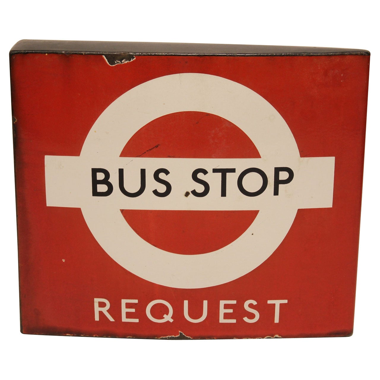 Vintage English Porcelain Double Sided Bus Stop Sign For Sale