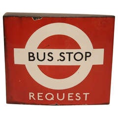 Vintage English Porcelain Double Sided Bus Stop Sign