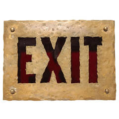 Antique Early 1900's Brass Light Up EXIT Sign