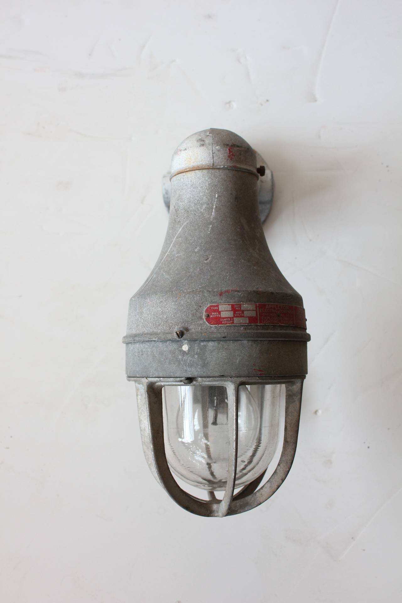 American 1930s Explosion Proof Industrial Wall Sconces, Eight Available For Sale