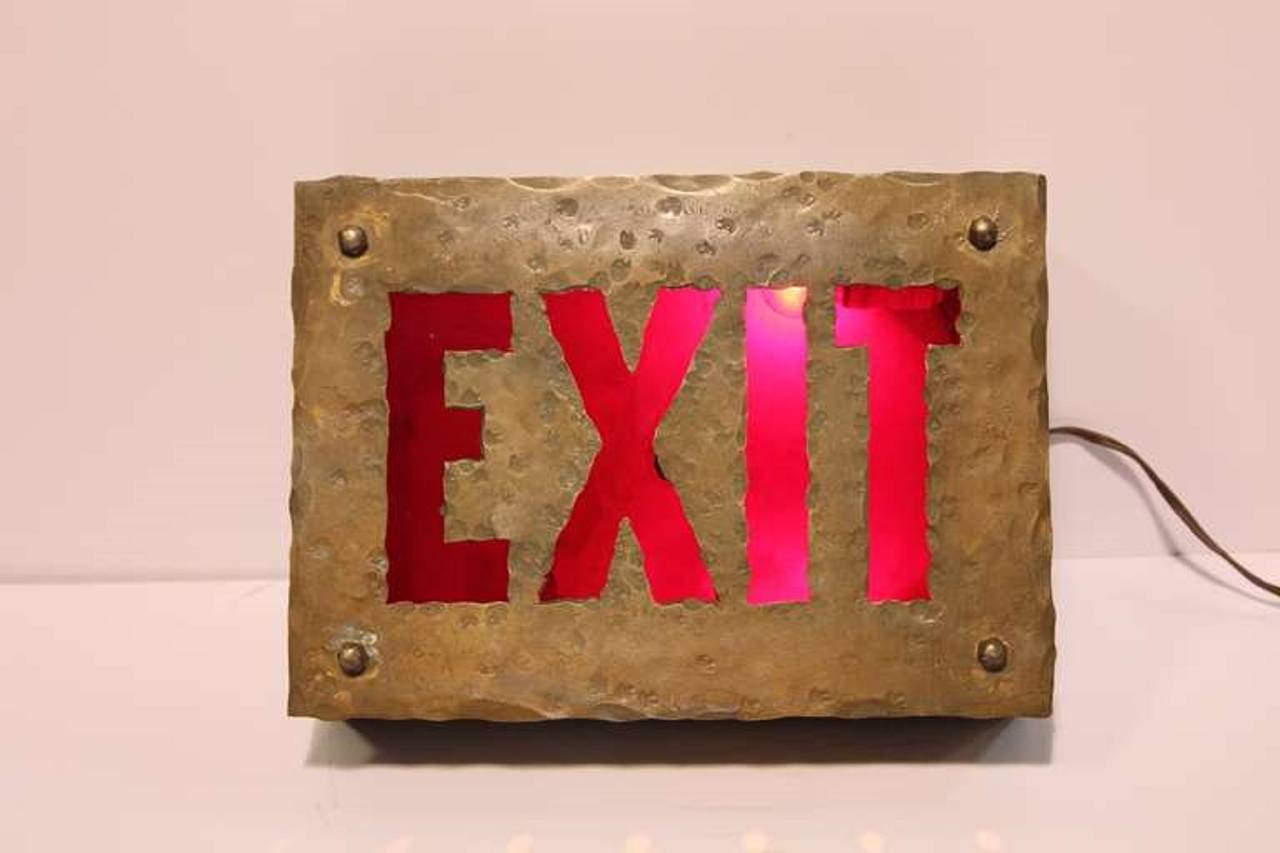 Early 1900's brass light up Exit sign.