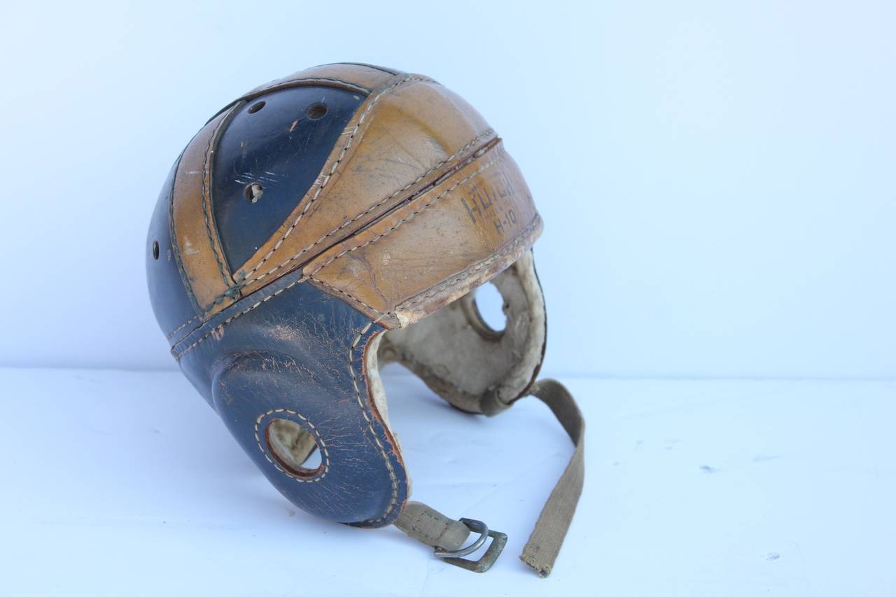 1930's leather football helmet by Hutch.