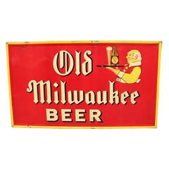 Embossed Metal "Old Milwaukee Beer" Sign