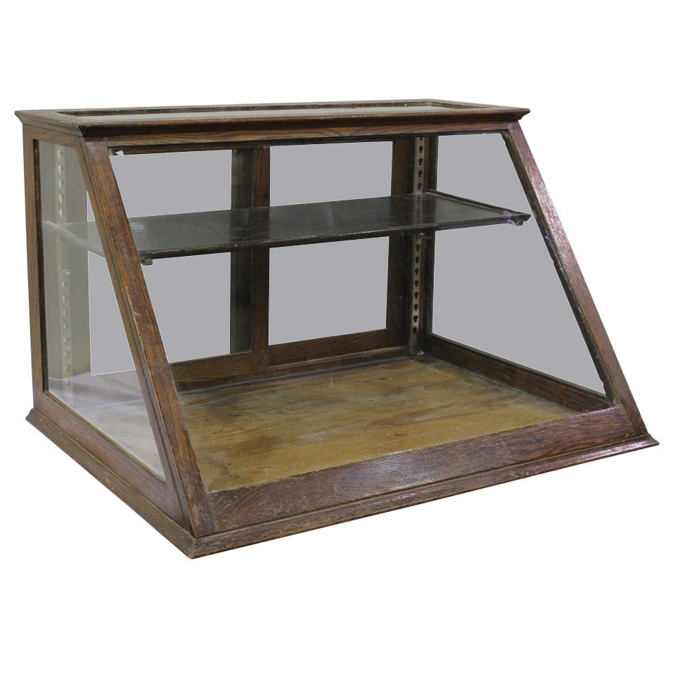 Antique Oak Counter Display Cabinet/ Showcase
