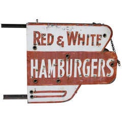 Vintage Red & White Hamburgers Sign